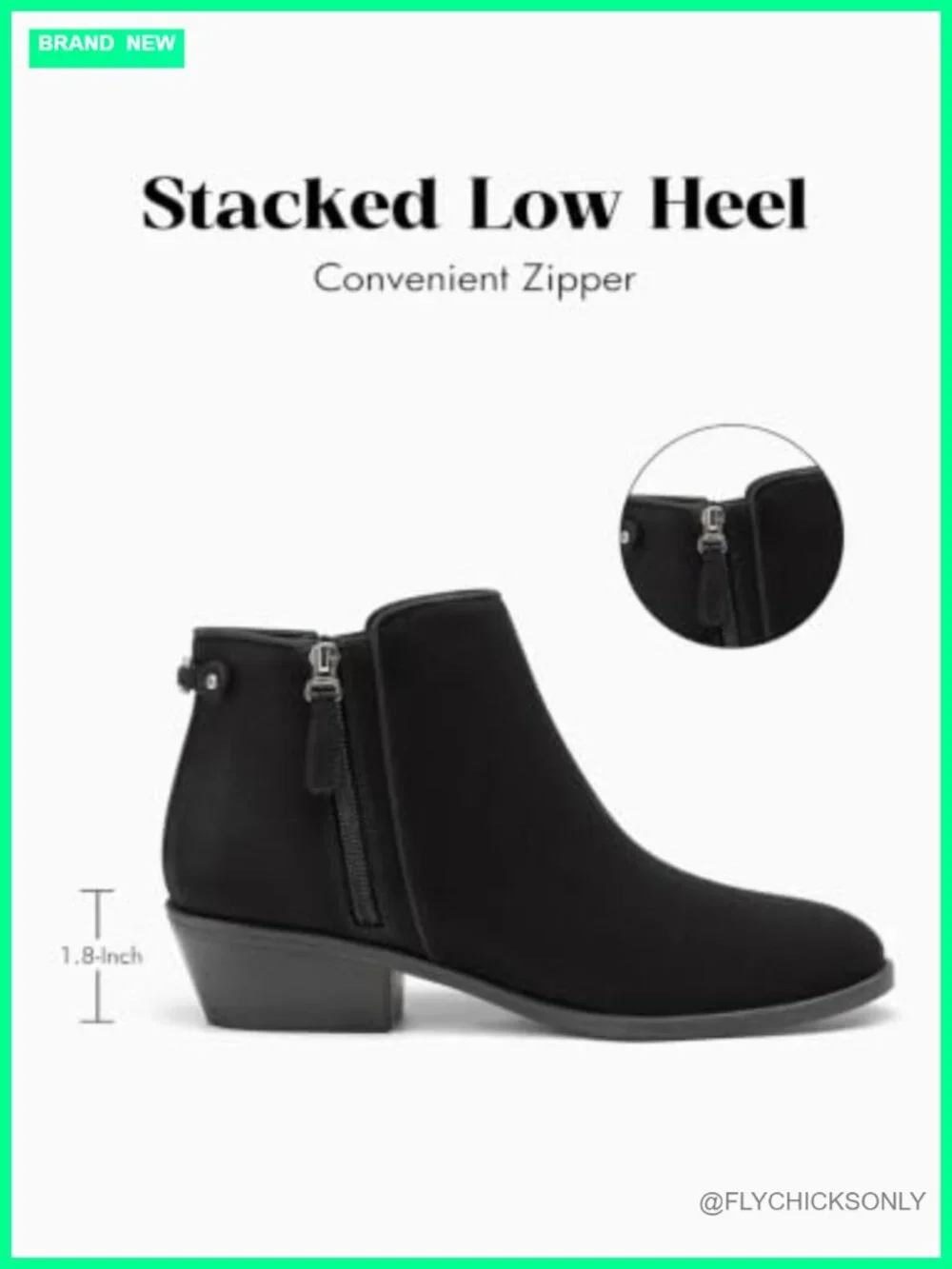 Women's Faux Suede Ankle Boots Chunky Low Heel Pointed Toe Side Zipper
